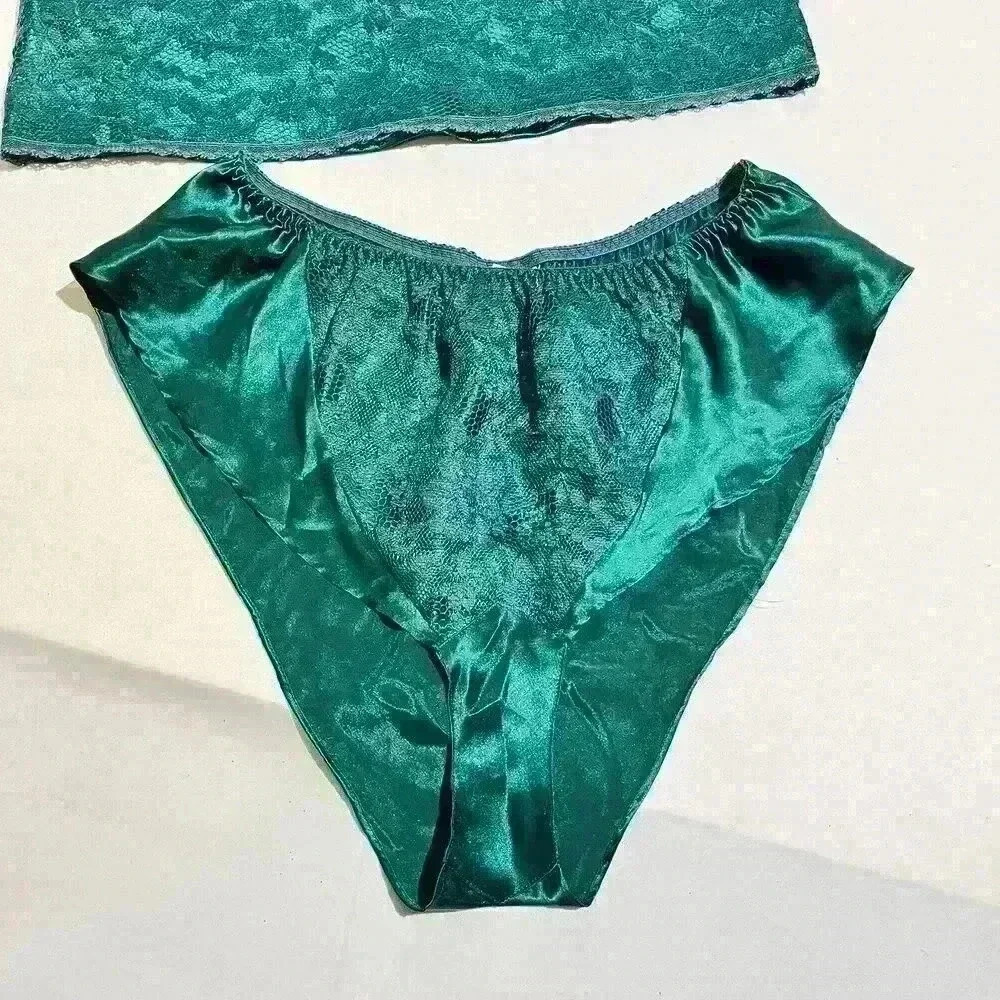 Vintage Victorias Secret Gold Label Cami Panties Satin Lace Set Second Skin - Picture 7 of 7